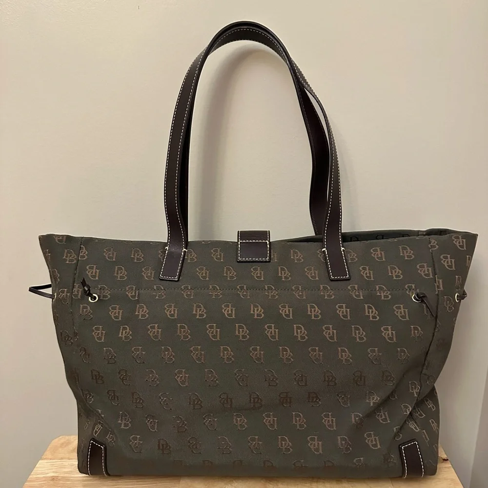 Dooney & Bourke Olive and Brown Monogram Tote/Laptop/Computer Bag/Tote